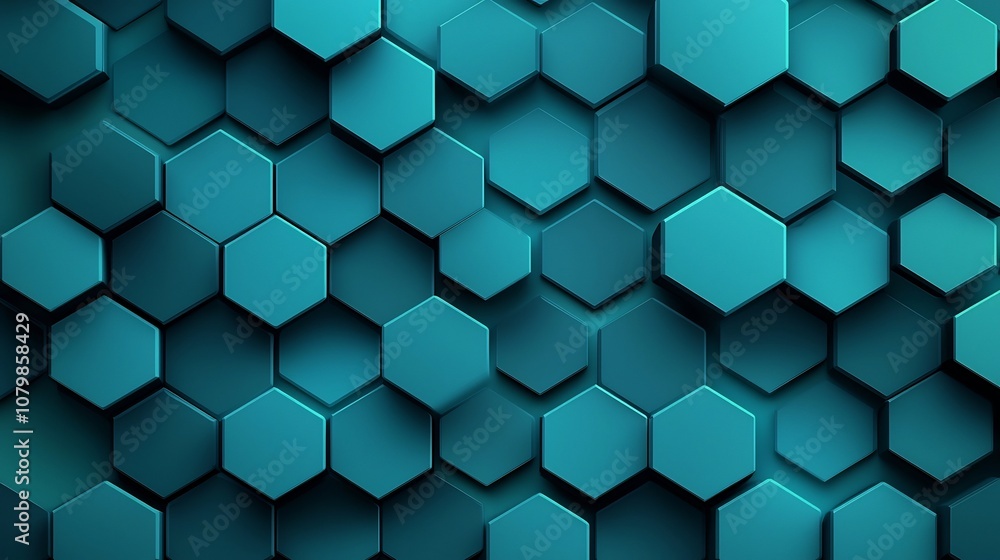 Naklejka premium Captivating Geometric Hexagonal Honeycomb Pattern in Gradient Shades of Blue and Teal