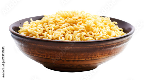 Macaroni in a bowl on white transparent background 