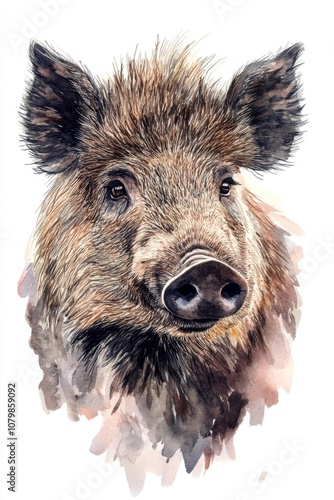 Wallpaper Mural A detailed portrait of a wild boar showcasing its rugged features and lifelike texture in vibrant colors. Generative AI Torontodigital.ca