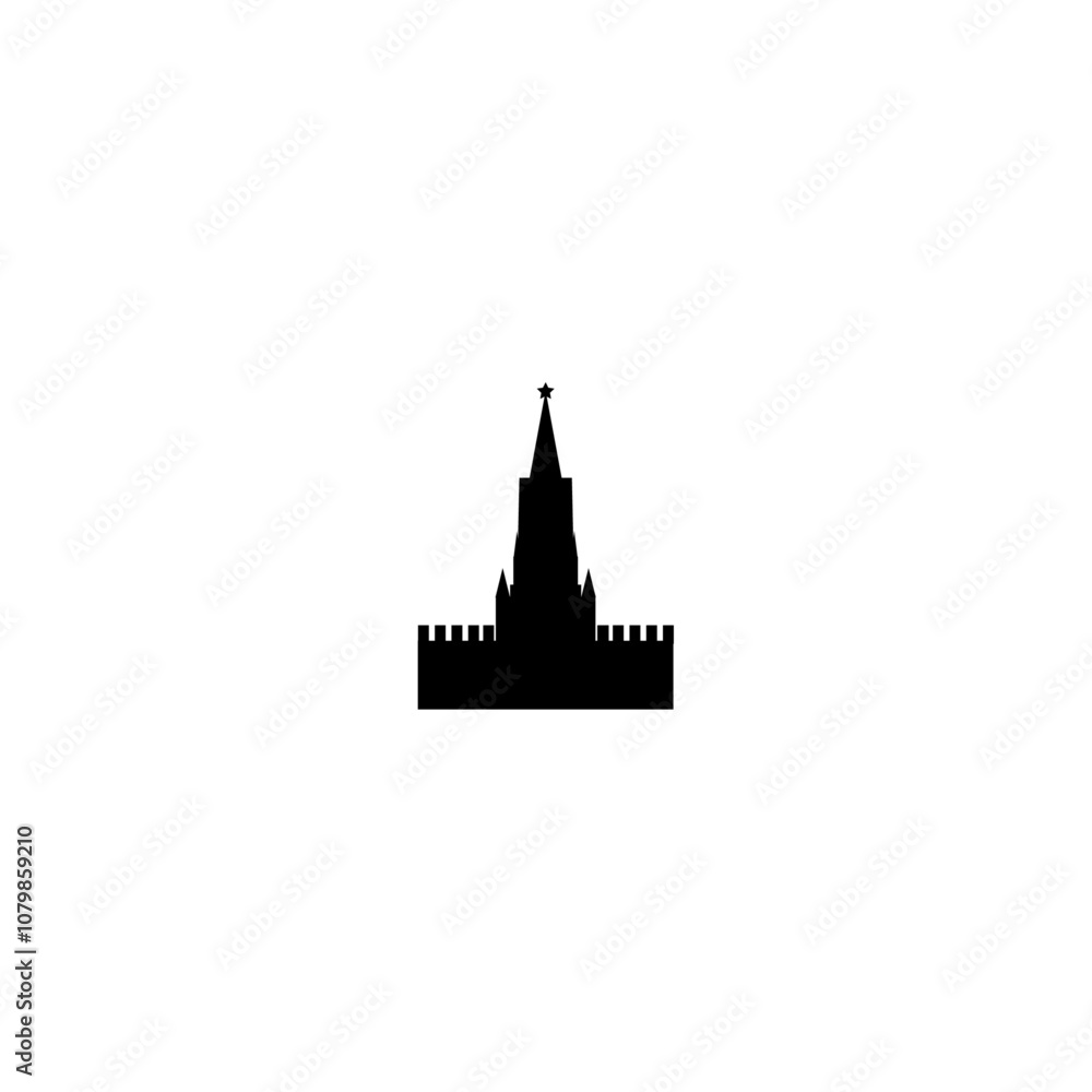 Russian fortress vector icon. Isolated parliament, government, mausoleum building clipart, black and white simple contour graphic for web, infographics Russian fortress vector icon. Isolated parliament, government, mausoleum building clipart, black and white simple contour graphic for web, infographics