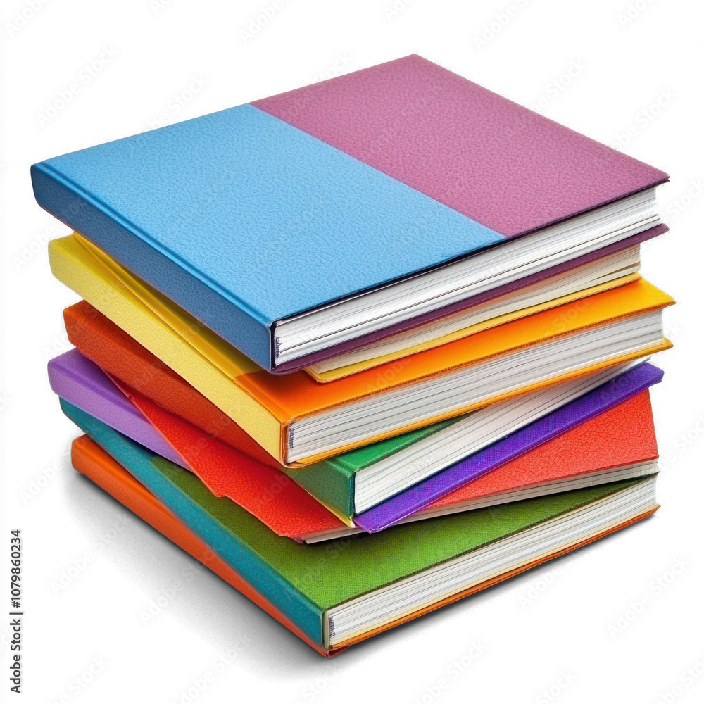 Stack of notepads with various covers. isolated on transparent background Stack of notepads with various covers. isolated on transparent background