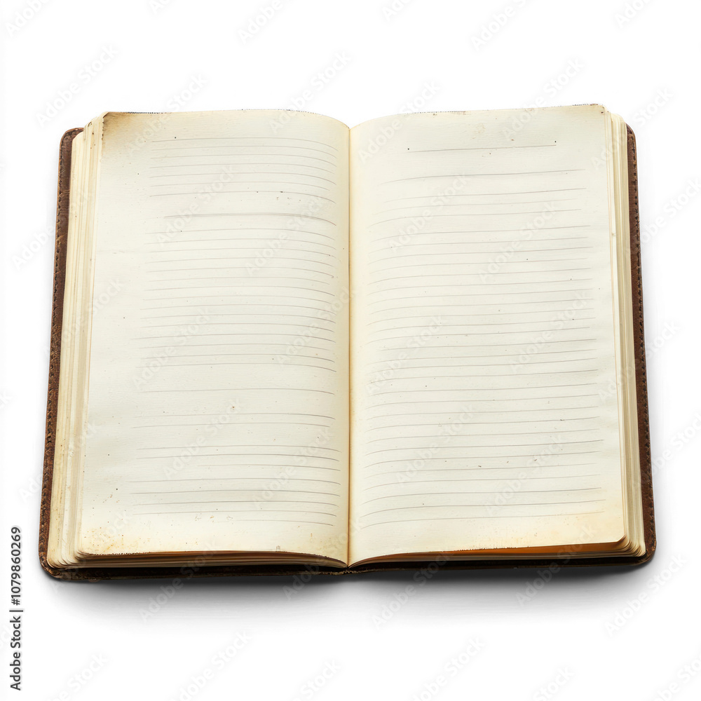 Open notepad with visible pages. isolated on transparent background Open notepad with visible pages. isolated on transparent background
