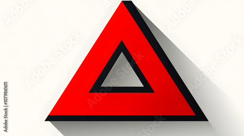 Stylized red triangle on a neutral background