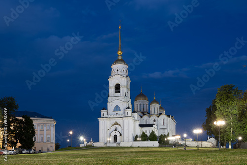 City of Vladimir, Vladimir region, Russia. Cathedral of the Dormition of the Blessed Virgin Mary (Assumption Cathedral). Ancient Orthodox church in Vladimir. Architectural and tourist attraction. photo