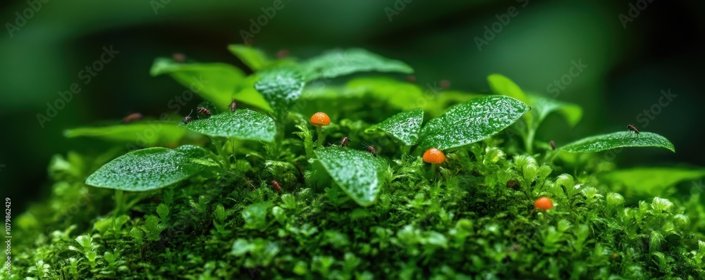 Lush biodiverse undergrowth teeming with life, showcasing nature's vibrant ecosystem and rich vegetation. Lush biodiverse undergrowth teeming with life, showcasing nature's vibrant ecosystem and rich vegetation.