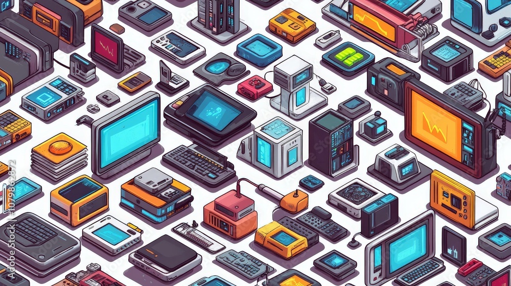 Colorful Isometric Security Layers on White Background Colorful Isometric Security Layers on White Background