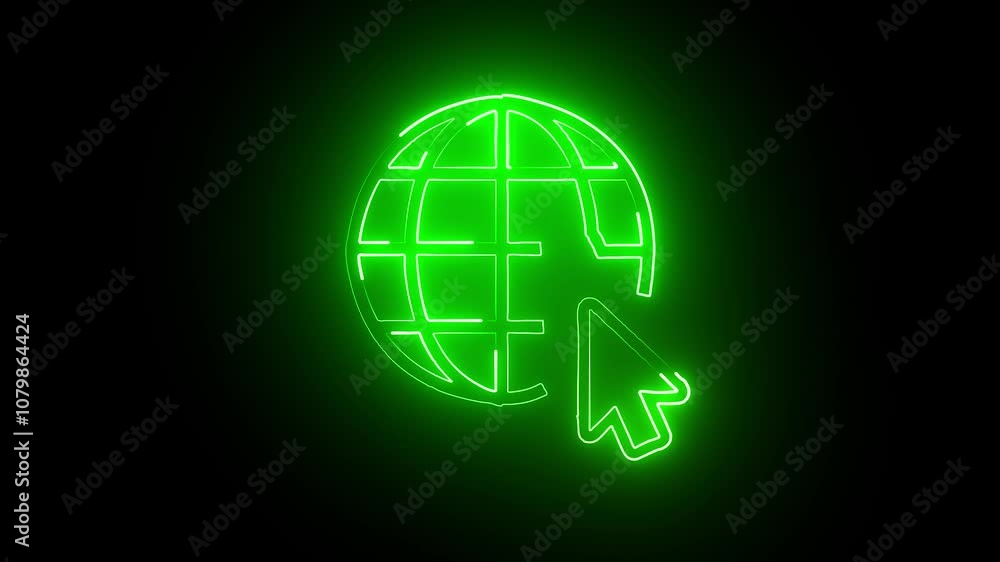 abstract a neon color earth with arrow icon isolated on a black background. hd Video motion graphic animation abstract a neon color earth with arrow icon isolated on a black background. hd Video motion graphic animation