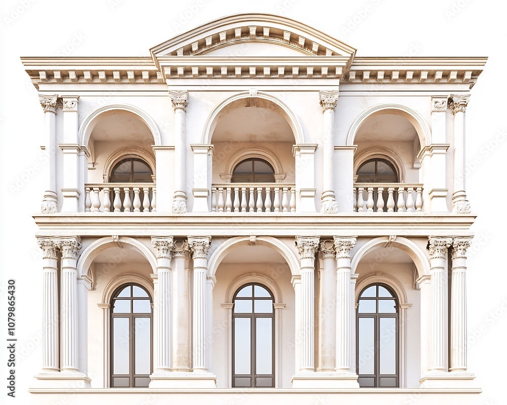 Elegant Renaissance Palace with Symmetrical Facade and Ornate Columns Elegant Renaissance Palace with Symmetrical Facade and Ornate Columns