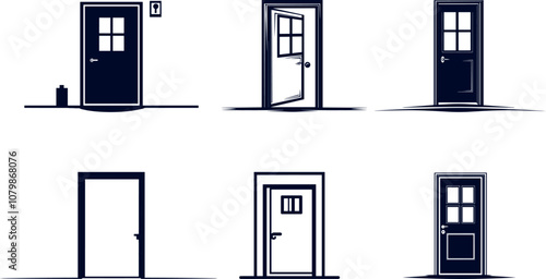 Various Door Designs Displayed Together in a Grid Showcasing Unique Styles and Functions