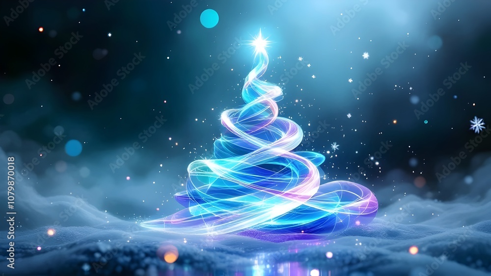 Glowing Christmas Tree: Festive Background Glowing Christmas Tree: Festive Background