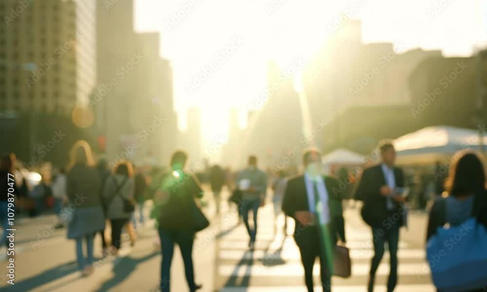 Busy city street at sunset with silhouettes of people crossing the road, creating a dynamic urban scene filled with energy and daily life activities. Busy city street at sunset with silhouettes of people crossing the road, creating a dynamic urban scene filled with energy and daily life activities.