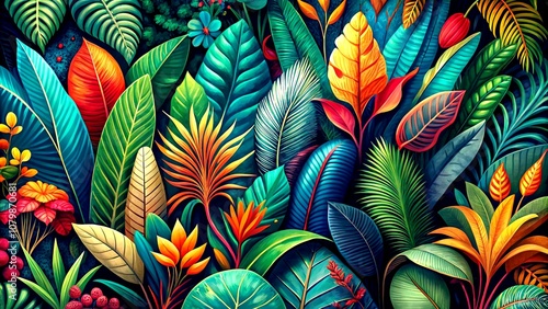 Wallpaper Mural Boho Tropical Leaf Panoramic Wall Art Design Torontodigital.ca