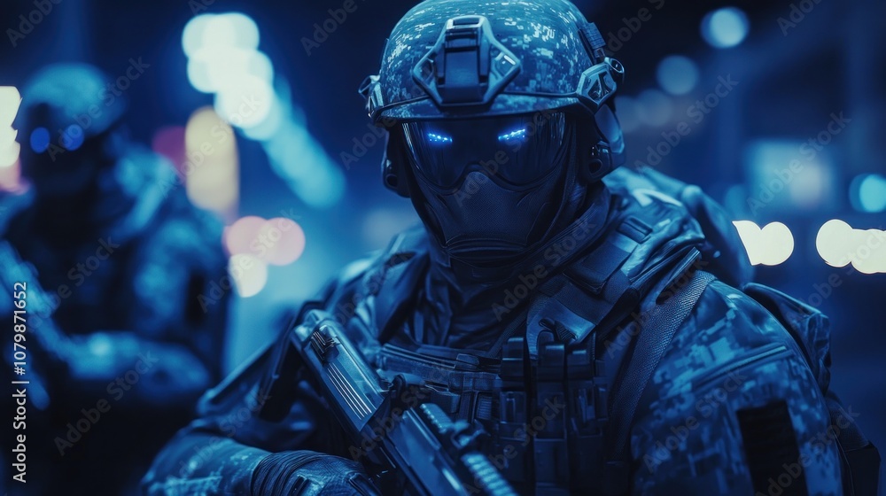Futuristic Soldier in Urban Environment Futuristic Soldier in Urban Environment
