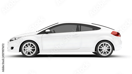 Hatchback white car isolated on white background 