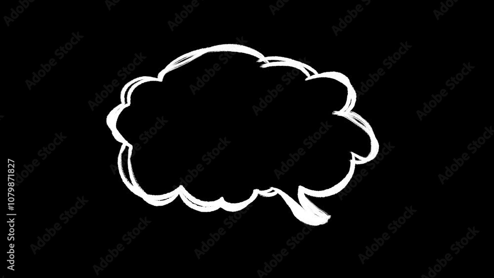 White hand drawn speech bubble on black background. White hand drawn speech bubble on black background.