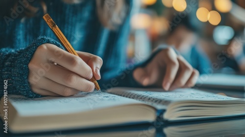 Wallpaper Mural Daily personal development in Singapore, person focusing on learning and growth, organized setup. Torontodigital.ca