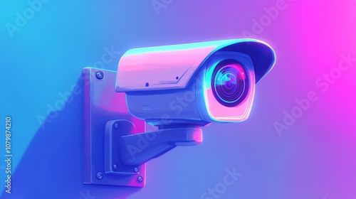 Cartoonish Camera Icon with Bold Colors on White Background