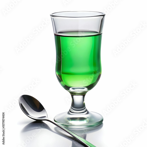 Absinthe absinthe glass spoon isolated on white background photo