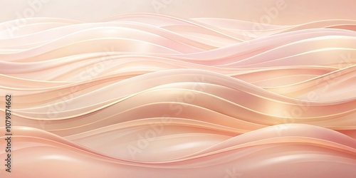 Abstract Wavy Pattern in Soft Peach and Cream Tones with Subdued Light Reflecting Off Smooth Surfaces