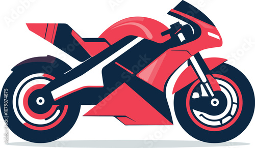 Modern Red Motorcycle Illustration on a Clean Background