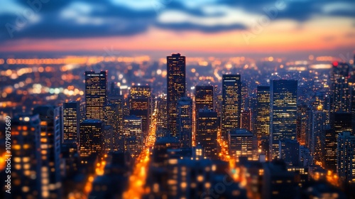 Wallpaper Mural City skyline at dusk with a tilt-shift effect. Torontodigital.ca