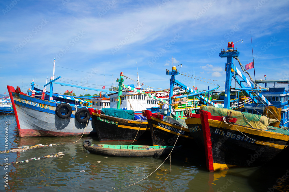 Fishing schooners in Phan Thiet Harbor. Vietnam Fishing schooners in Phan Thiet Harbor. Vietnam
