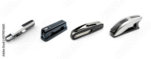 Collection of Modern hole punch with a sleek design. isolated on transparent background