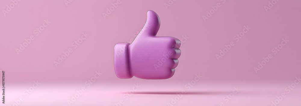 3D render of a thumbs-up icon in a purple speech bubble on a light background.
3D render of a thumbs-up icon in a purple speech bubble on a light background.