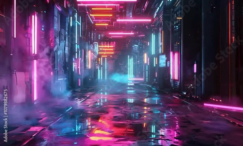 Neon texture with glowing neon lights and vibrant neon patterns