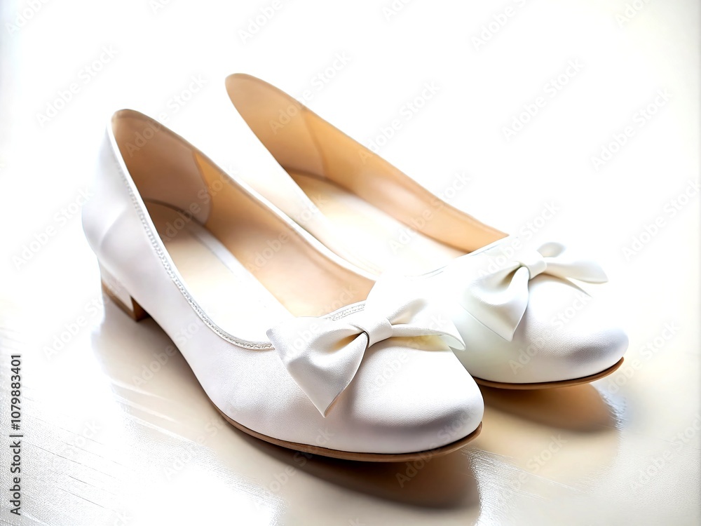 Elegant White Bow Shoes Minimalist Photography Elegant White Bow Shoes Minimalist Photography