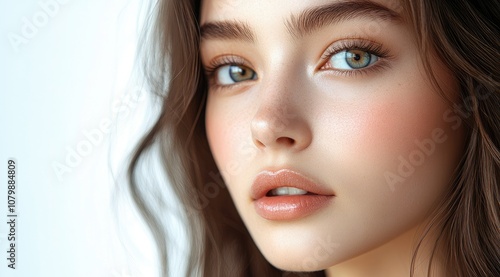 Wallpaper Mural Close-up portrait of a young woman with natural makeup, looking at the camera. Torontodigital.ca