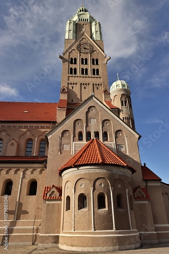  Church built in neo-Romanesque style Upper Silesia, Nowy Bytom, Poland.