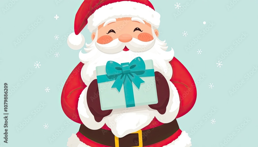 santa claus with gift box. Santa's friendly expression and the carefully presented gift create a feeling of anticipation and excitement. santa claus with gift box. Santa's friendly expression and the carefully presented gift create a feeling of anticipation and excitement.