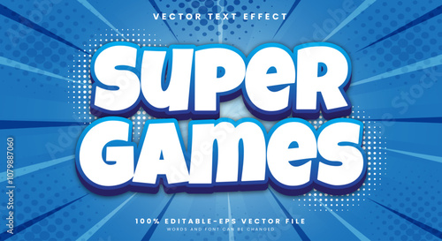 Super games 3d editable Text effect Template with modern style