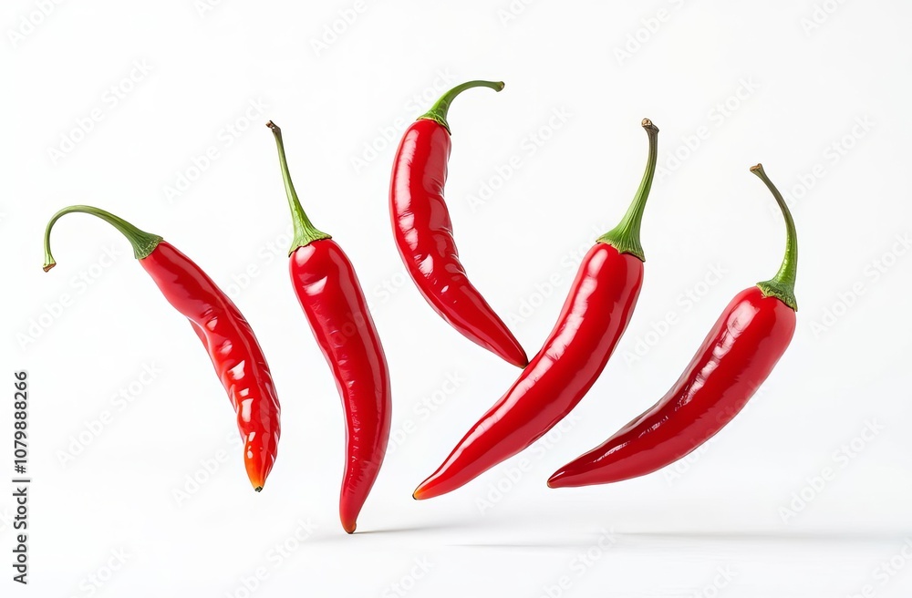 Fresh red chili peppers isolated on white Fresh red chili peppers isolated on white