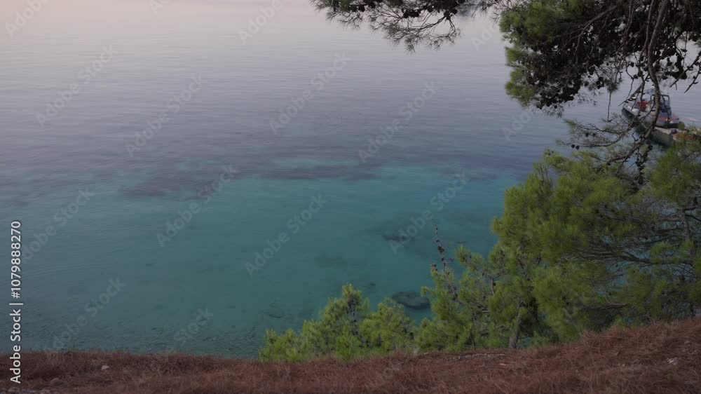 Tranquil View Of Turquoise Water In Adriatic Sea. High Angle Shot Tranquil View Of Turquoise Water In Adriatic Sea. High Angle Shot