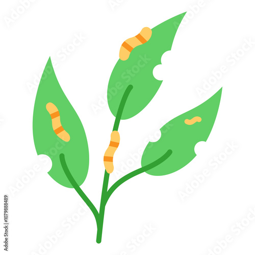 Illustration of Pest on a Leaves Flat Icon