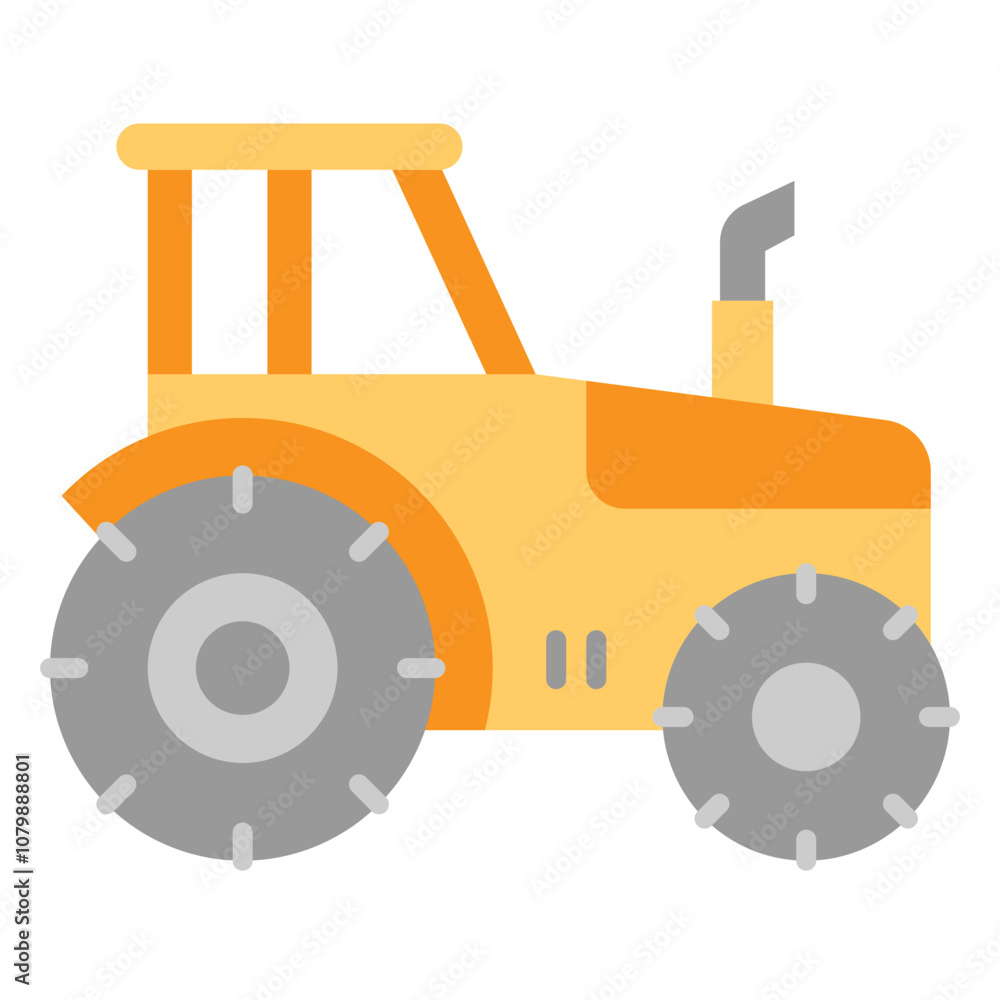 Illustration of Tractor Flat Icon Illustration of Tractor Flat Icon