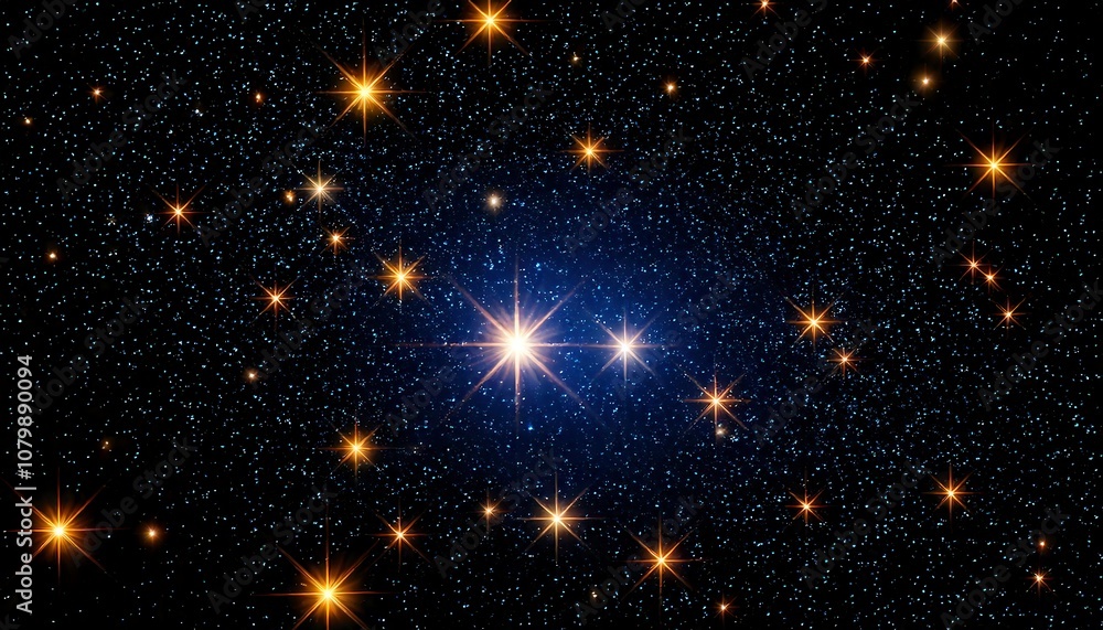 Obraz premium Night sky with stars sparkling on black background; abstract cosmos pattern; 3d illustration