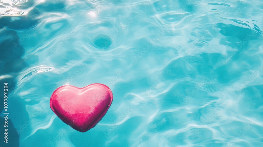 Pink Heart Floating in a Pool Pink Heart Floating in a Pool
