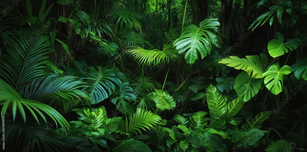 Thick Biodiverse Undergrowth with Lush Greenery and Vibrant Flora in a Sunlit Forest Setting Thick Biodiverse Undergrowth with Lush Greenery and Vibrant Flora in a Sunlit Forest Setting