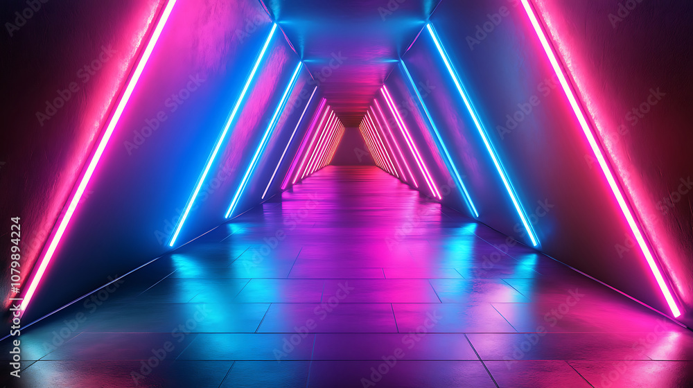 Abstract neon light triangle tunnel sci-fi modern futuristic background
Abstract neon light triangle tunnel sci-fi modern futuristic background