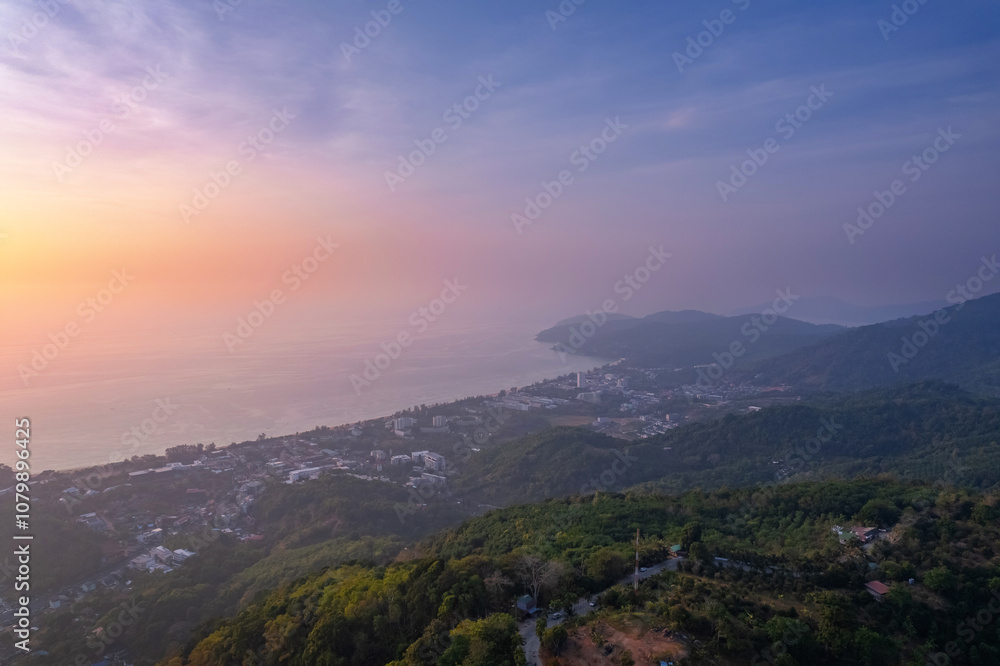 Panorama aerial top view Kata beach of Phuket, travel in Thailand Panorama aerial top view Kata beach of Phuket, travel in Thailand