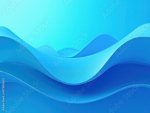 abstract wavy blue background, smooth curves, shades of blue and turquoise generative ai 