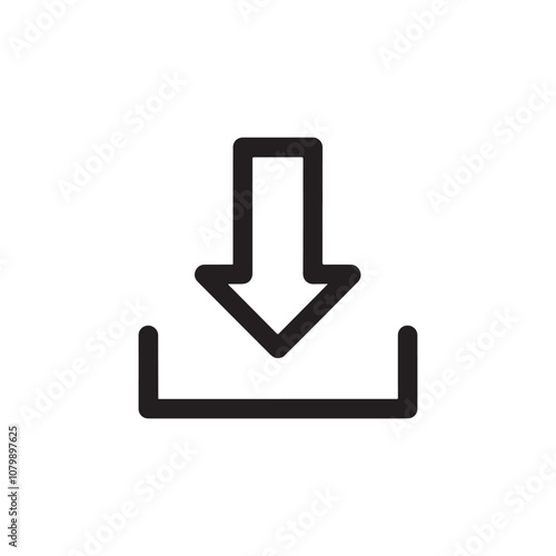 download button icon silhouette vector outline flat design illustrations