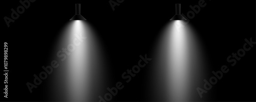 flashlight black background vector. spotlight ray on stage dark room