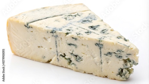 Half blue cheese isolated on white background. Macro. Clipping path. Types of cheese