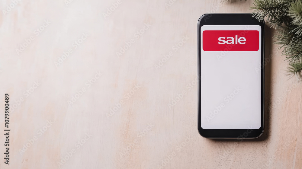 Mockup of a smartphone screen displaying a shopping app with red sale items. ai generated Mockup of a smartphone screen displaying a shopping app with red sale items. ai generated