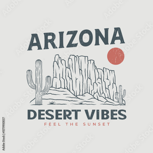 arizona desert vibes graphic print vintage illustration