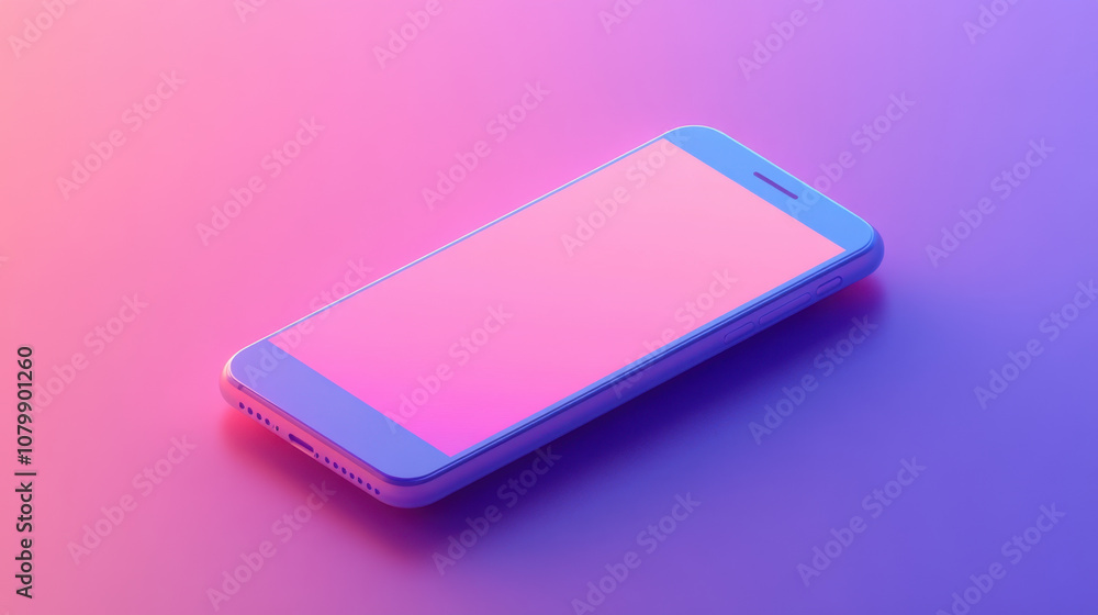 modern smartphone with vibrant gradient background, showcasing sleek design and blank screen, perfect for showcasing apps or digital content